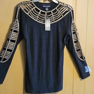 Isabella Rodriguez Black Top with Gold Accents